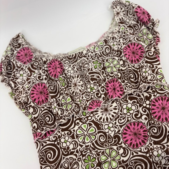 Bamboo Traders Tops - Bamboo Traders Women's XL Brown Pink Floral Tie Waist Peplum Blouse‎ Lizzie Y2K